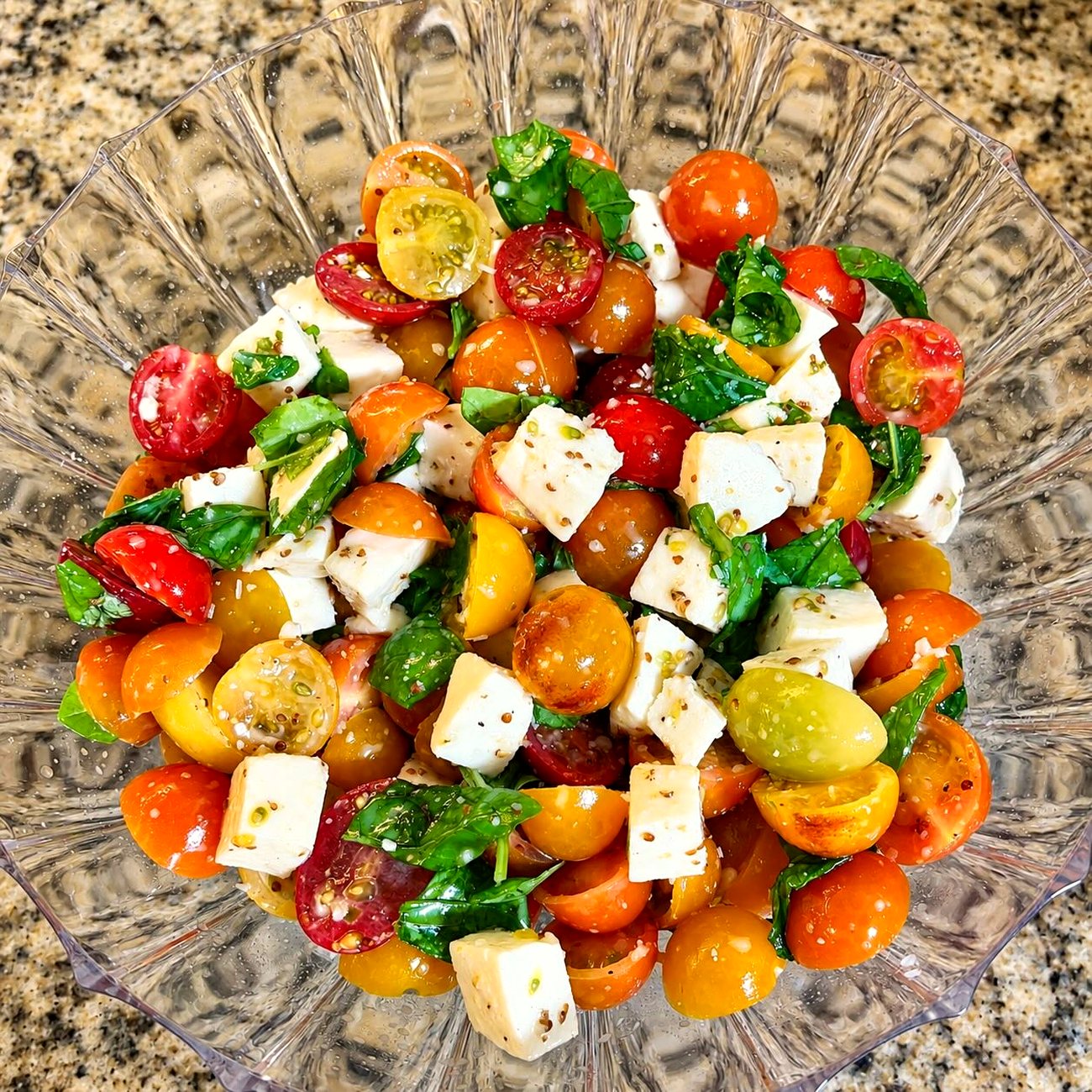 Heirloom tomatoes, mozzarella and basil