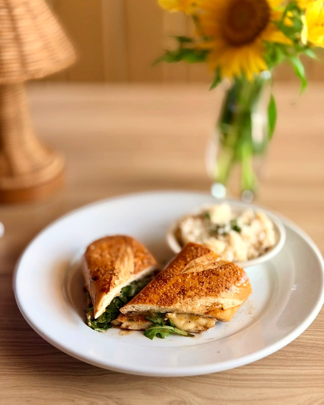 Lunch, with sunflowers