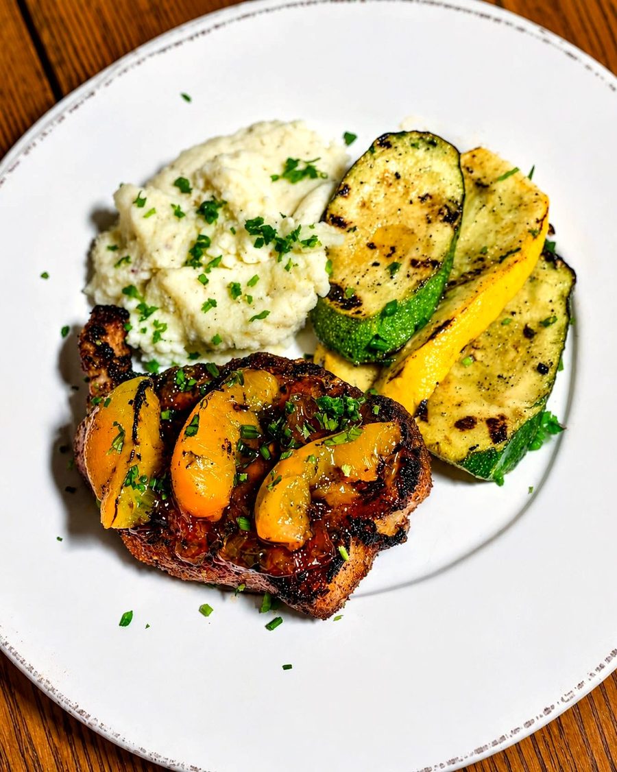 Grilled Georgia peach pork chop