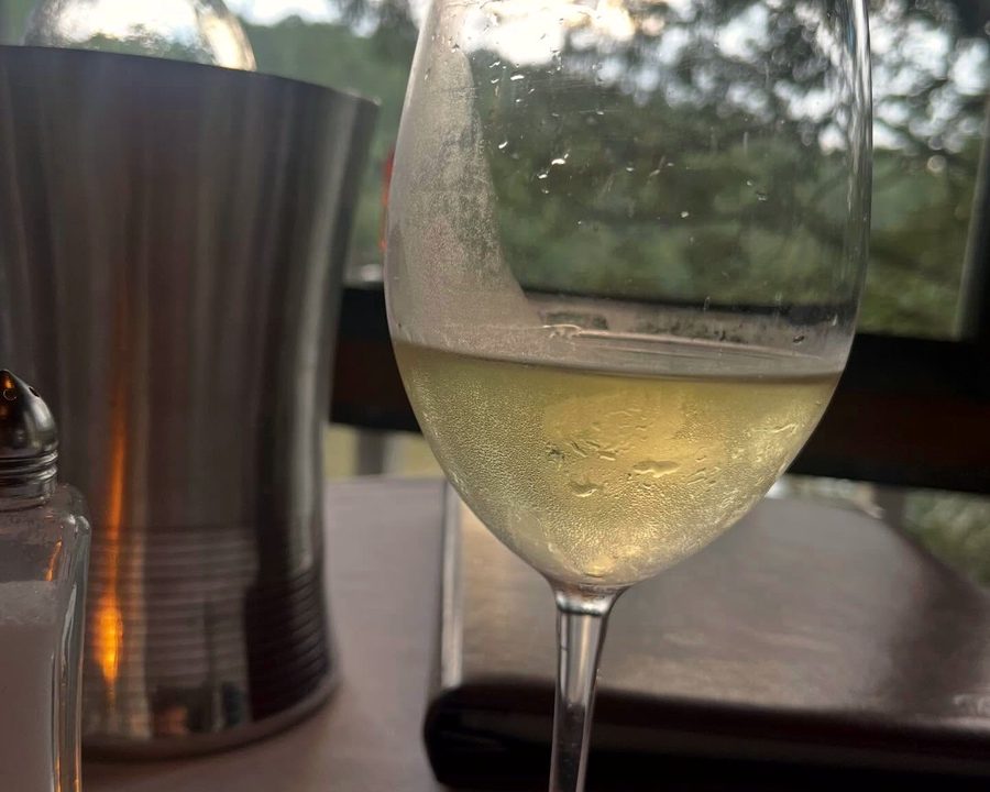 A cold glass, upstairs